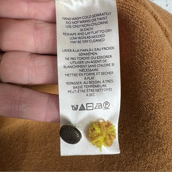 MAEVE Annelise Tan Short Sleeve Knit Sheath Dress with Lime Green Trim & pockets - Picture 9 of 9